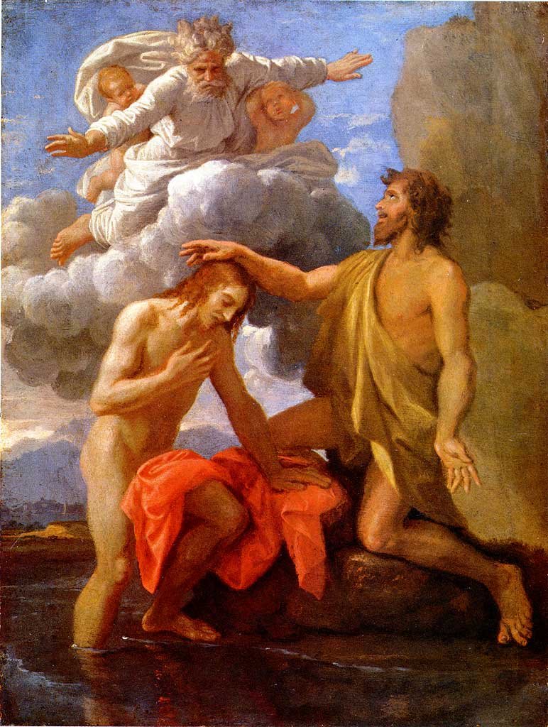 Saint Jean baptisant le Christ av Nicolas Poussin