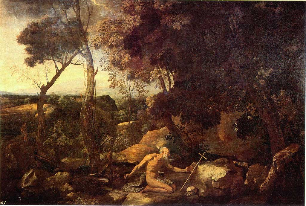 Landskap med Sankt Jerome av Nicolas Poussin