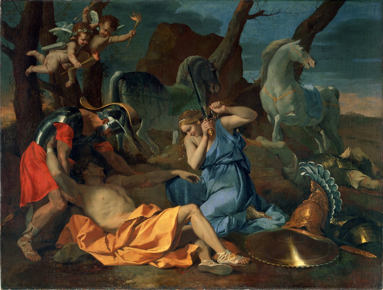 Tancred och Erminia, ca 1635 av Nicolas Poussin