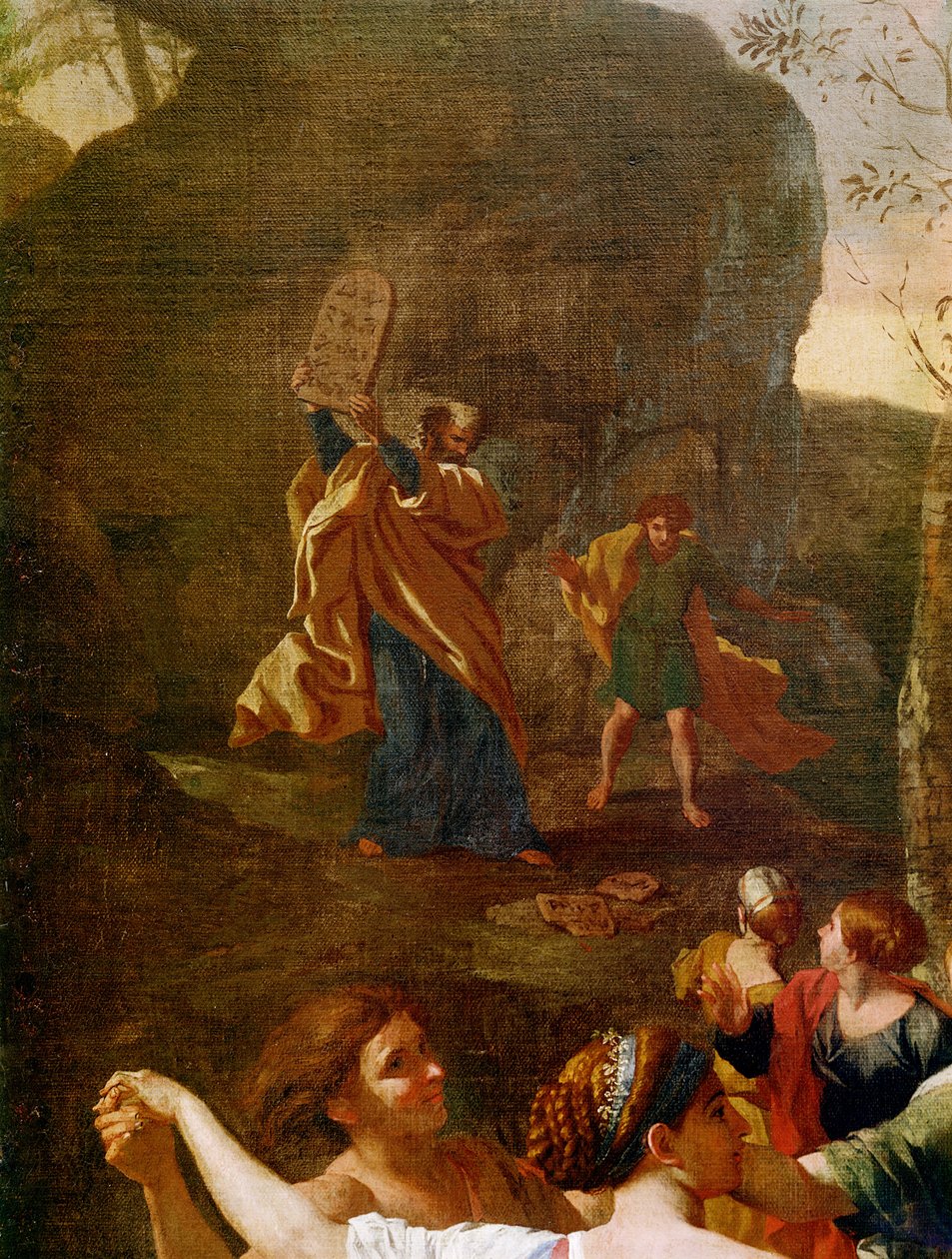 Tillbedjan av den gyllene kalven, före 1634 (detalj av 3738) av Nicolas Poussin