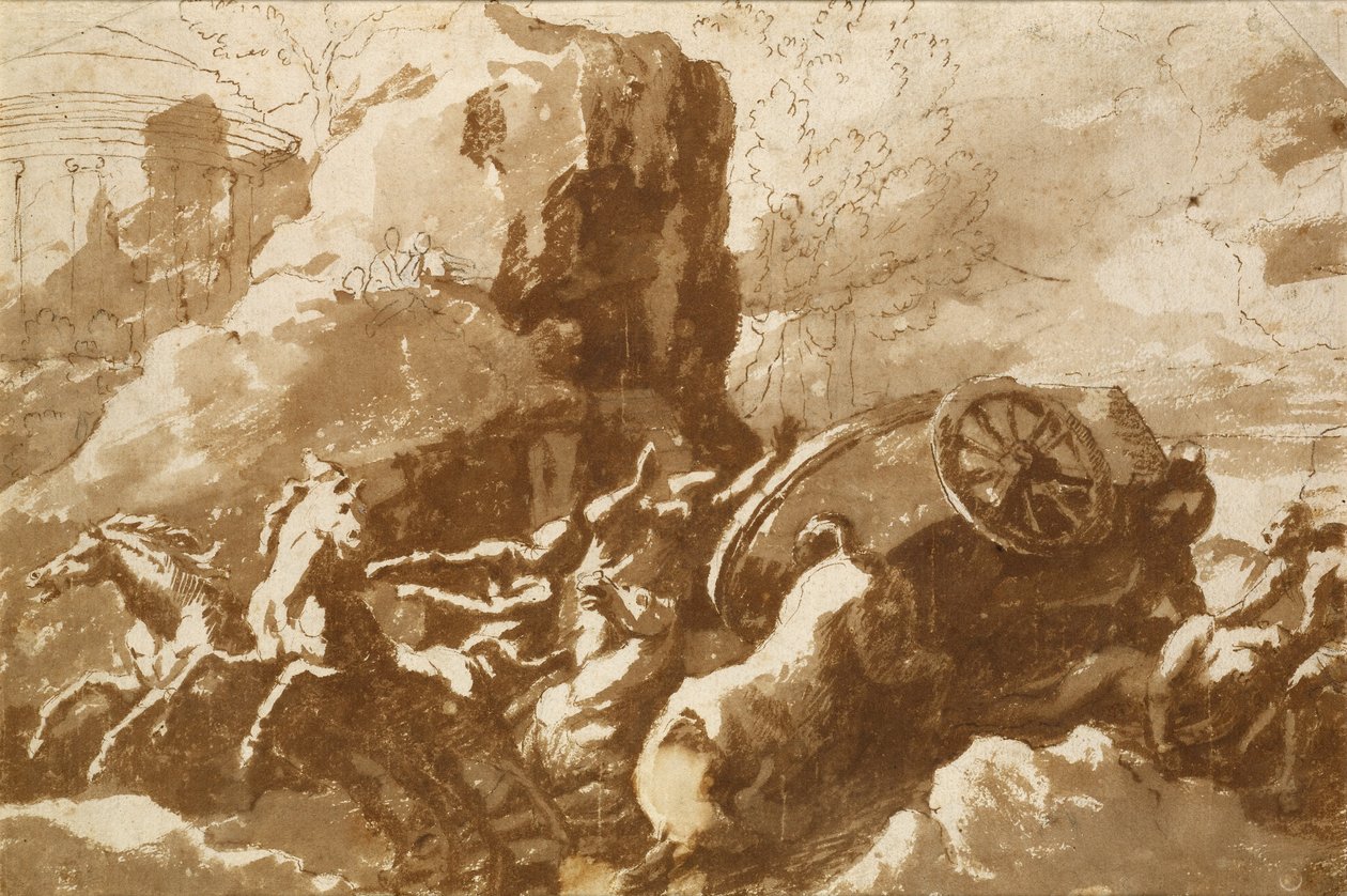 The Death of Hippolytus av Nicolas Poussin