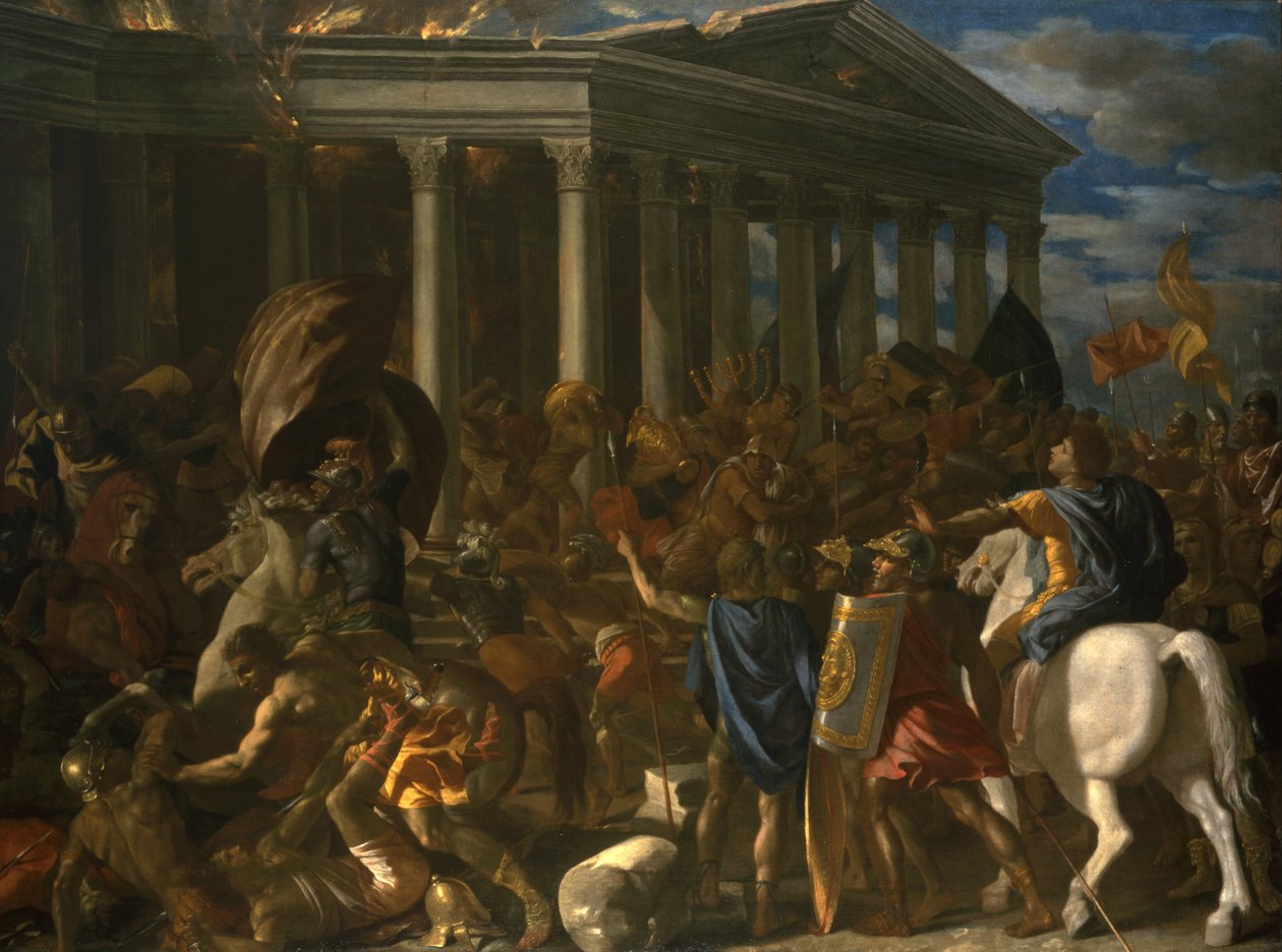 The Destruction and Sack of the Temple of Jerusalem av Nicolas Poussin