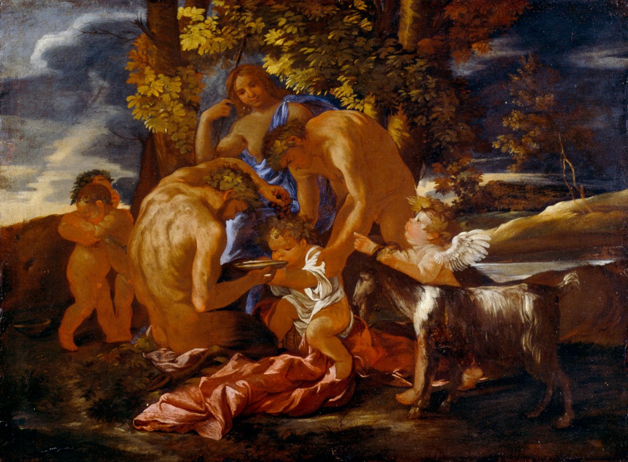 The Nurture of Bacchus av Nicolas Poussin