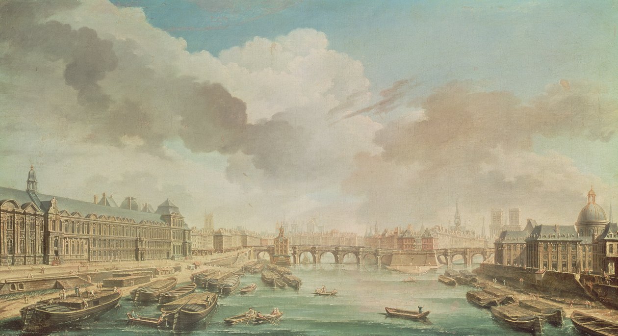 Louvren, Pont Neuf och College des Quatre Nations, 1755 av Nicolas Raguenet