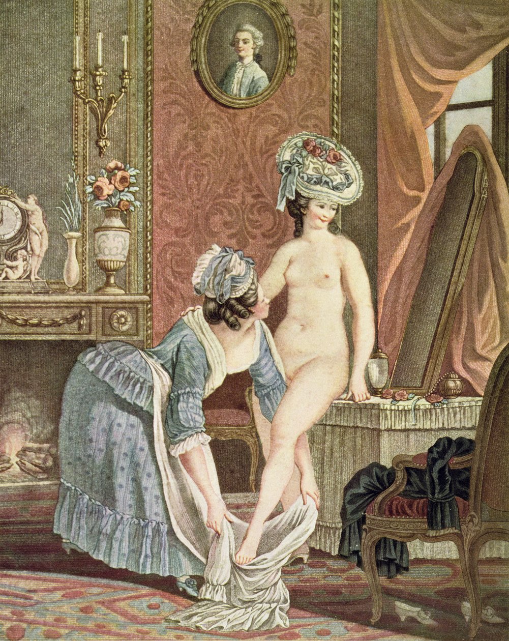 La Toilette, gravyr av Louis Marin Bonnet av Nicolas Rene Jollain