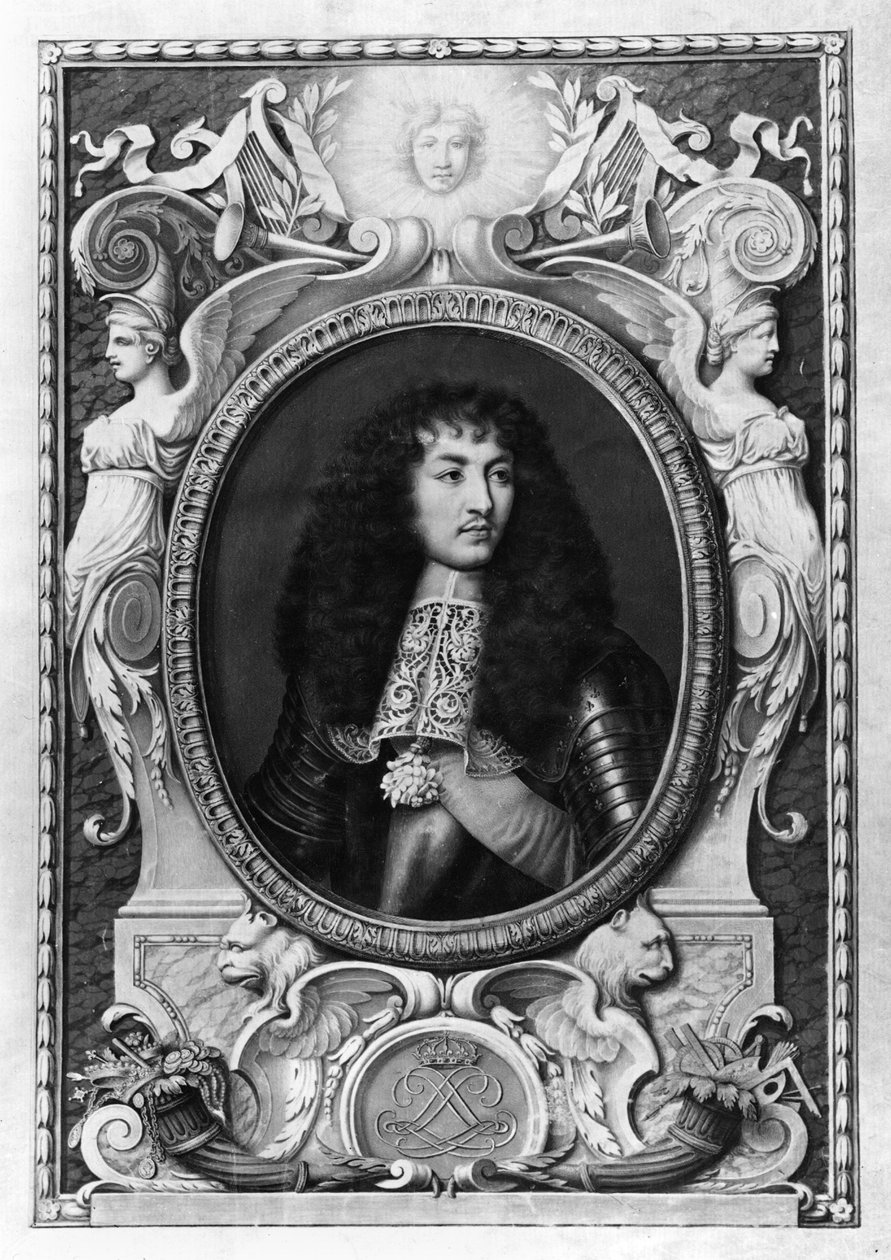 Picha ya Medali ya Louis XIV (1638-1715) (wc kwenye vellum) swed av Nicolas Robert