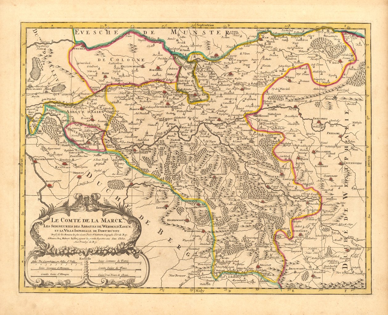 Karta över grevskapet Mark, y, 1681 av Nicolas Sanson