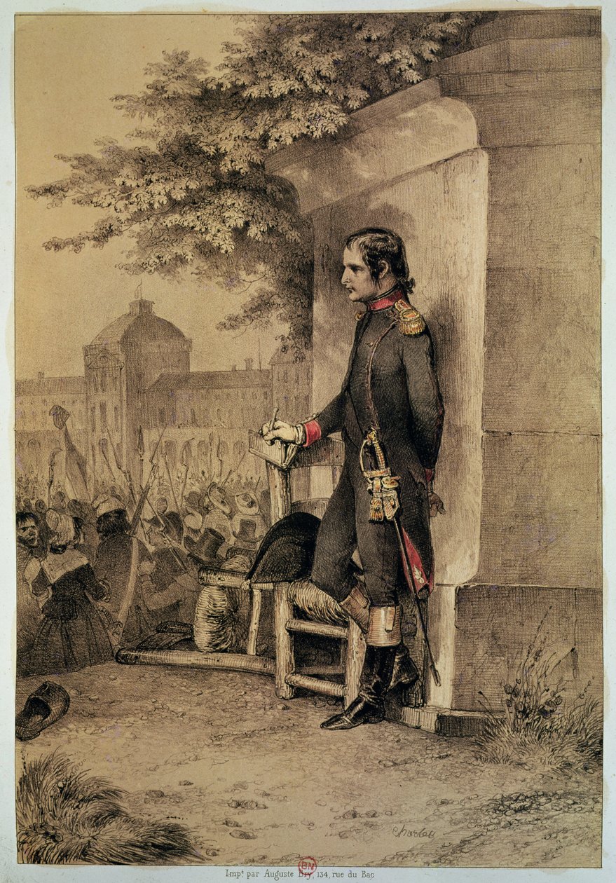 Napoleon I (1769-1821) vid belägringen av Tuilerierna, 10 augusti 1792 av Nicolas Toussaint Charlet