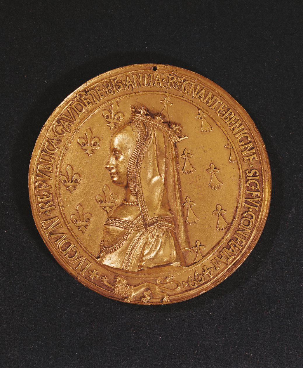 Medalj föreställande Anne av Bretagne (1477-1514) hertiginna av Bretagne, 1498-1514 (brons) av Nicolas and Saint Priest, Jehan de Le Clerc