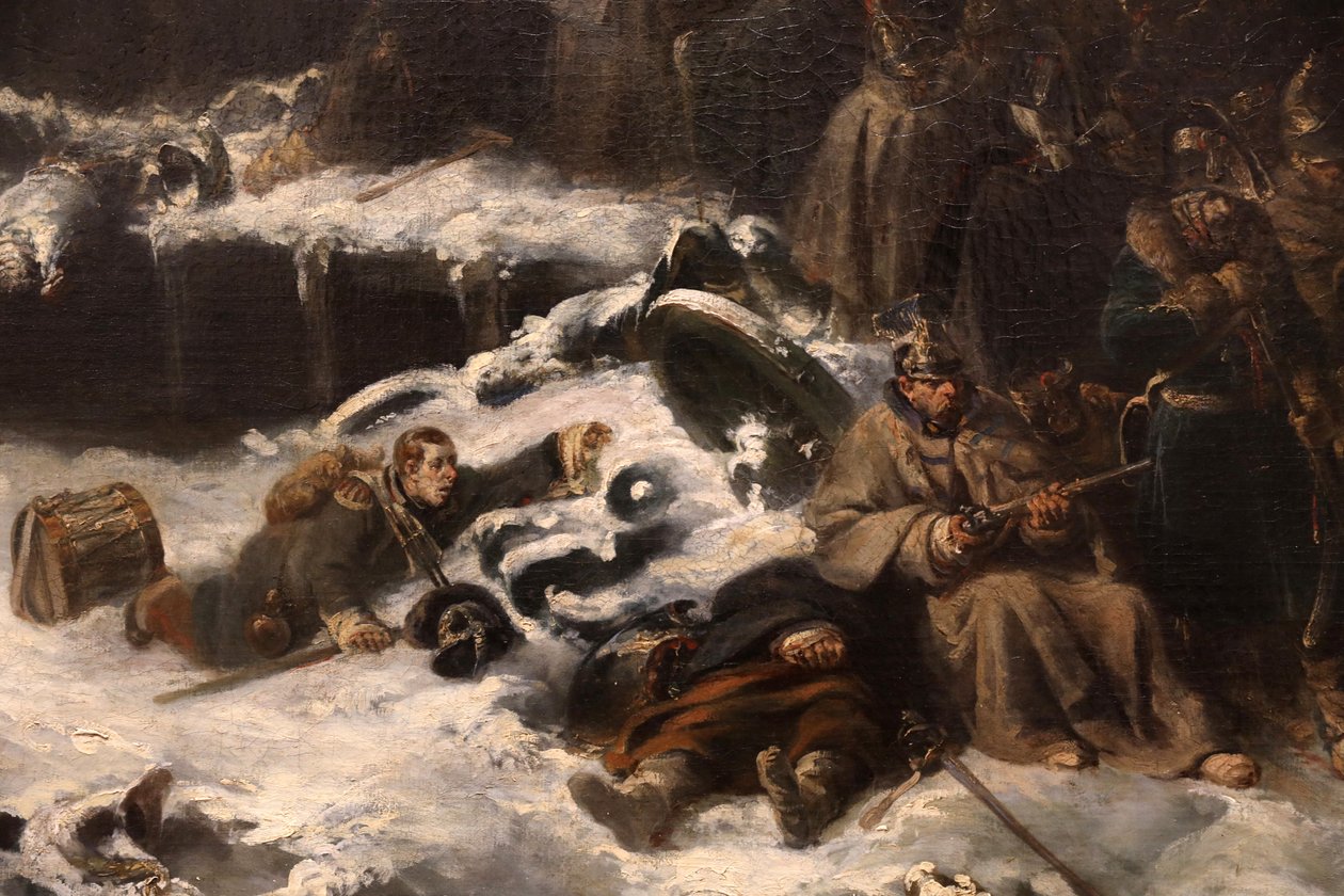 Napoleons hær trækker sig tilbage fra Rusland, detalje, 1836, Sverige av Nicolas Toussaint Charlet