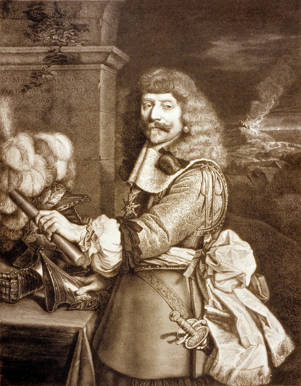 Henri de Lorraine dit Cadet la Perle (1601 1666) Greve av Harcourt, Armagnac, Brionne och Viscount de Marsan gravyr av Antoine Masson (gravyr) av Nicolas (after) Mignard