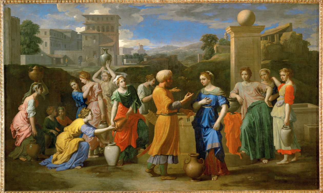 Eliezer och Rebecca... av Nicolas (attr.to) Poussin