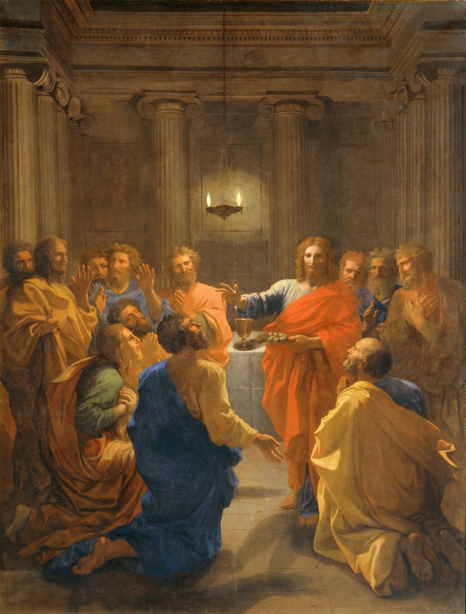 Jesus Kristus instiftar eukaristin ... av Nicolas (attr.to) Poussin