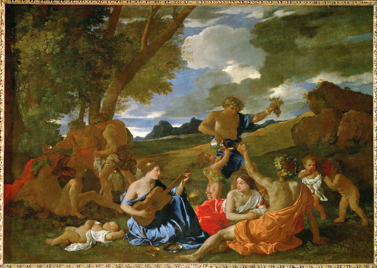 Le Grand Bacchanal... av Nicolas (attr.to) Poussin