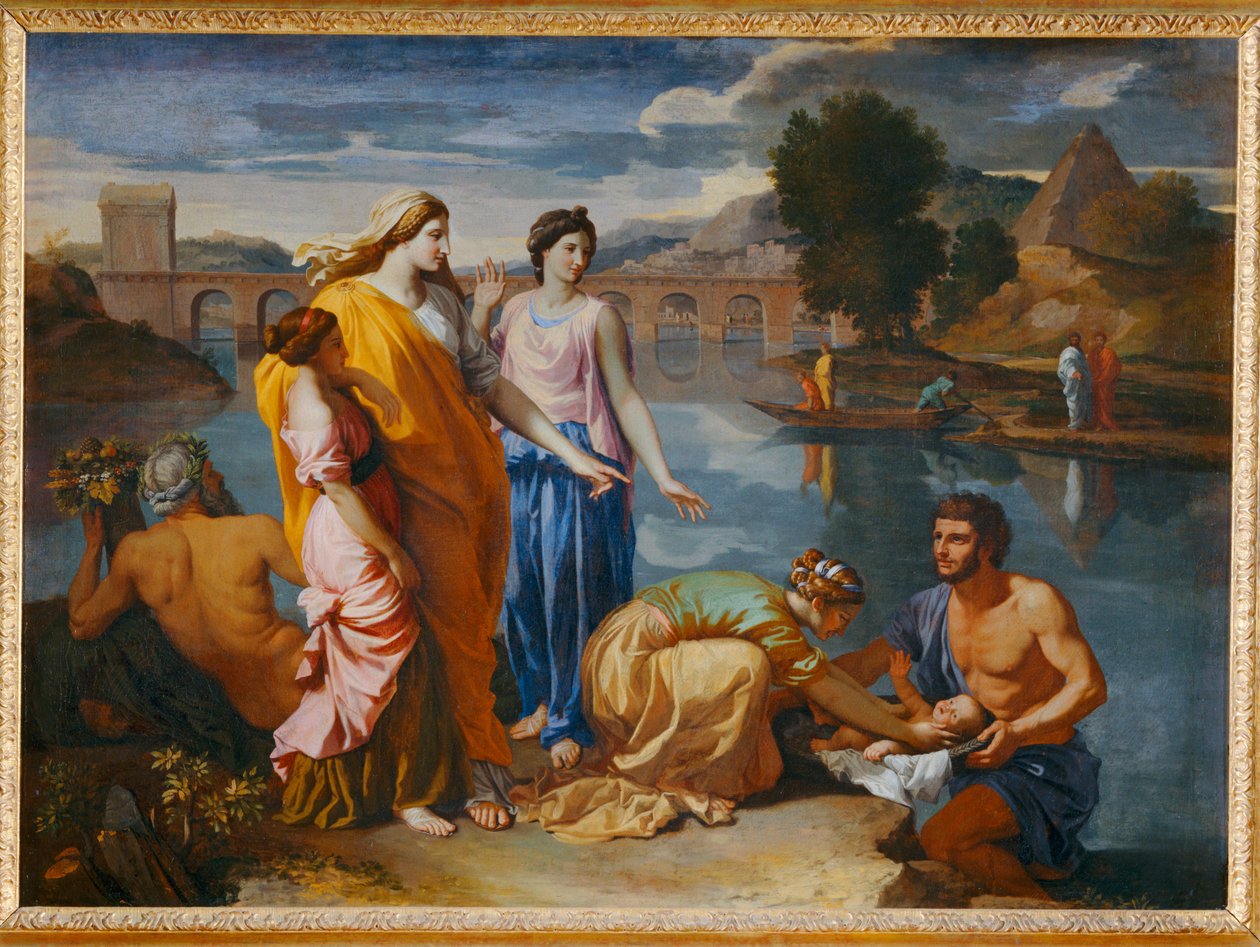 Moise sauve des eaux - Moses räddad ur vattenmassorna. 1638 ... av Nicolas (attr.to) Poussin