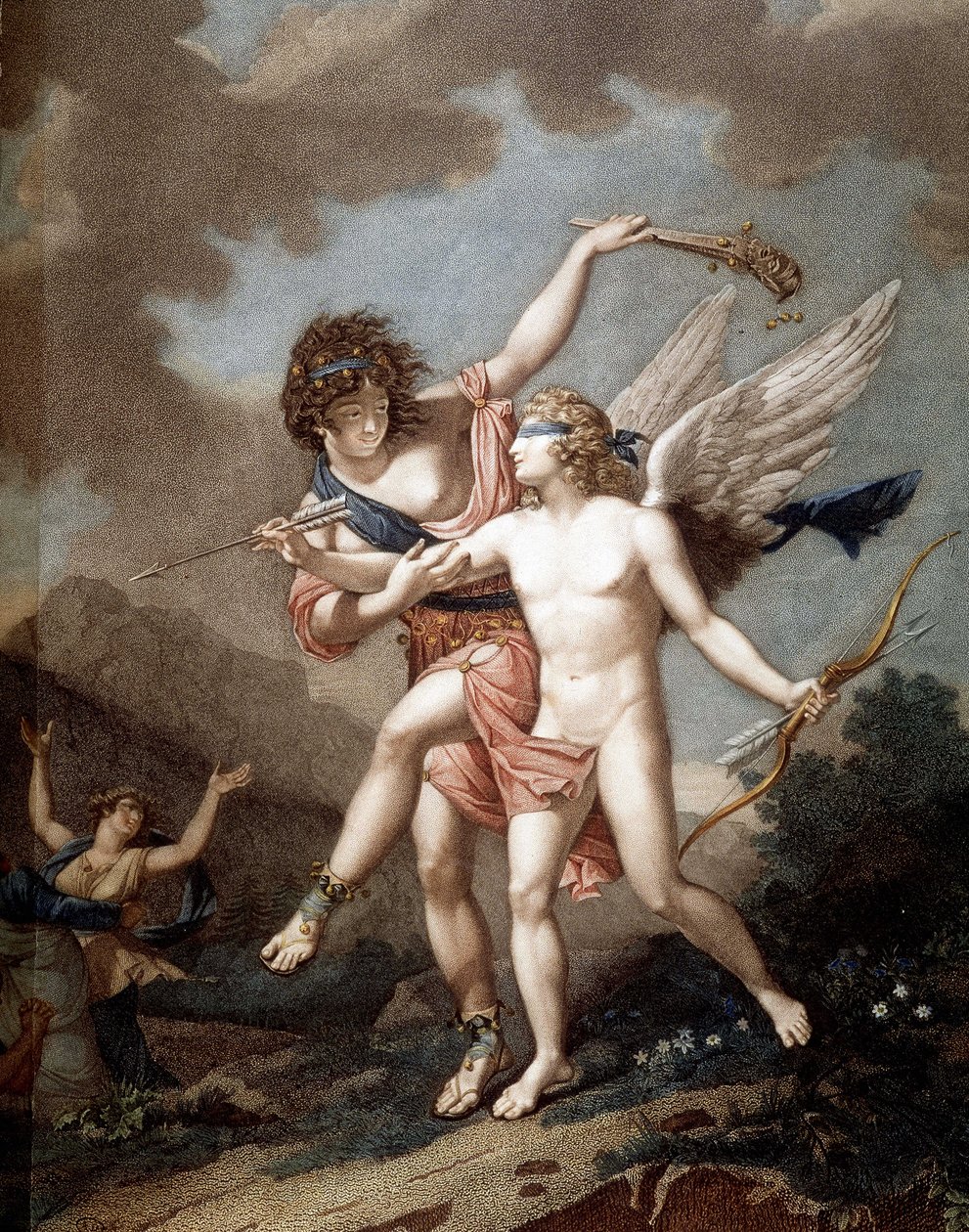 Kärlek ledd av galenskap av Nicolas Andre (after) Monsiau