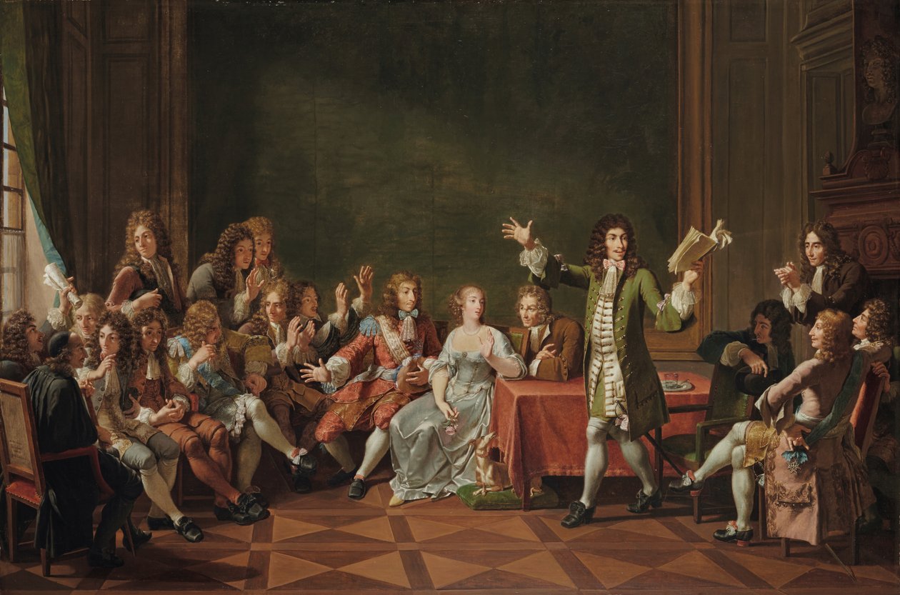 Molière läser Tartuffe hemma hos Ninon de Lenclos av Nicolas Andre Monsiau