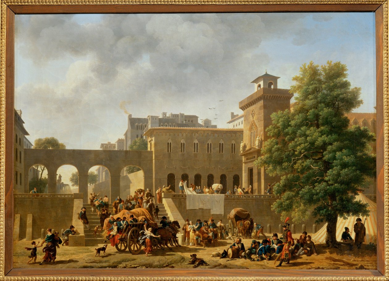 Exteriören av ett militärsjukhus, även känt som "Fransmännen i Italien", Salong 1804... av Nicolas Antoine Taunay