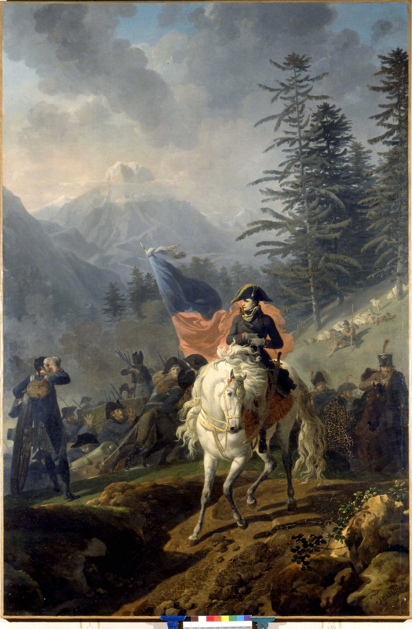 Napoleon Bonaparte korsade Col de Saint Bernard - av Nicolas-Antoine Taunay, oljemålning av Nicolas Antoine Taunay