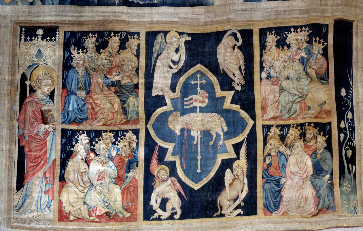 Uppenbarelsegardin (1373-1383), n. 7: de äldre ger ära åt ett lamm, en symbol för Kristus. Gobeläng av Nicolas Bataille (1330-1405) av Nicolas Bataille