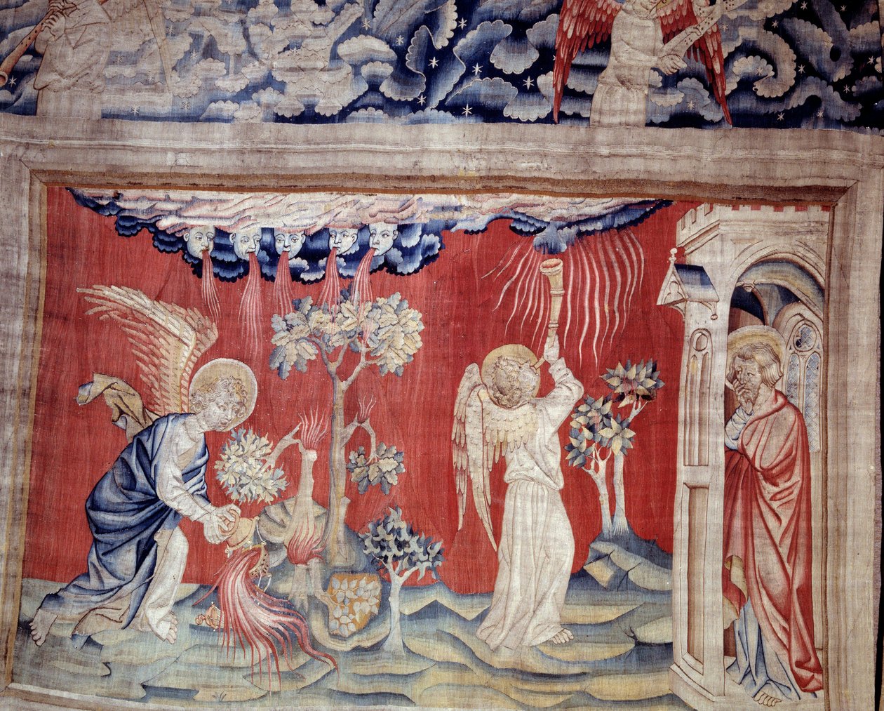 Upphängning av uppenbarelse (1373 -1383), n. 30: de döda på marken. Gobeläng av Nicolas Bataille (1330-1405) av Nicolas Bataille