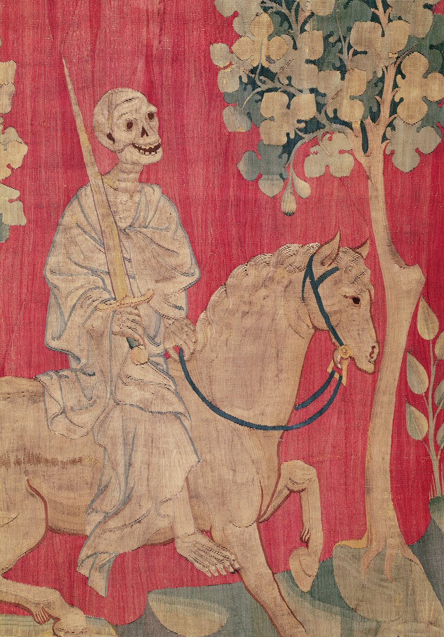 Den livliga hästen och döden, från Angers apokalyptiska gobeläng, 1373-87 (gobeläng) av Nicolas Bataille