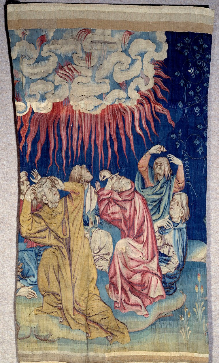 Uppenbarelsens ridå (1373 -1383): himlens eld (mörker). Gobeläng av Nicolas Bataille (1330-1405) av Nicolas Bataille