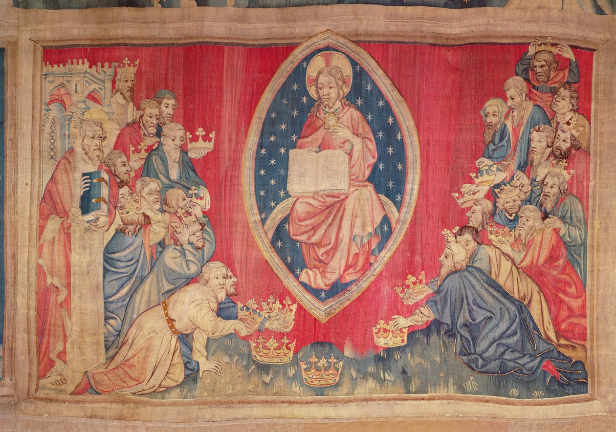 De tjugofyra äldste böjer sig ned inför Gud, från Apocalypse Tapestry of Angers, 1373-87 (gobeläng) av Nicolas Bataille