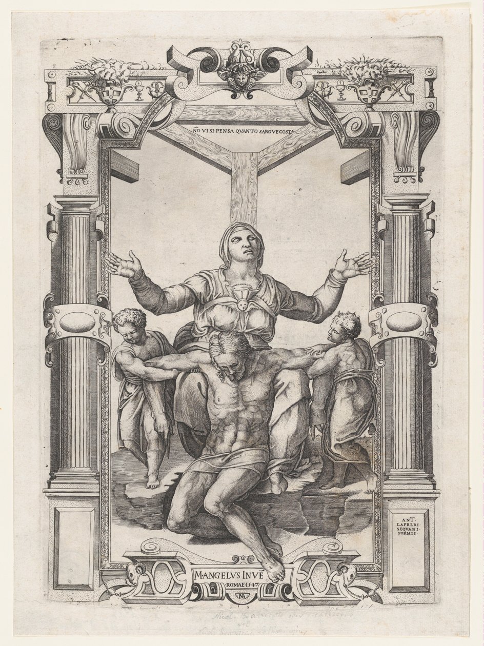 Pietà med änglar framför korset, 1547., 1547. av Nicolas Beatrizet