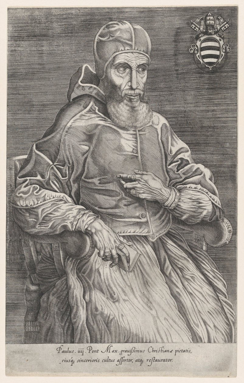 Porträtt av påven Paulus IV, 1530-66., 1530-66. av Nicolas Beatrizet