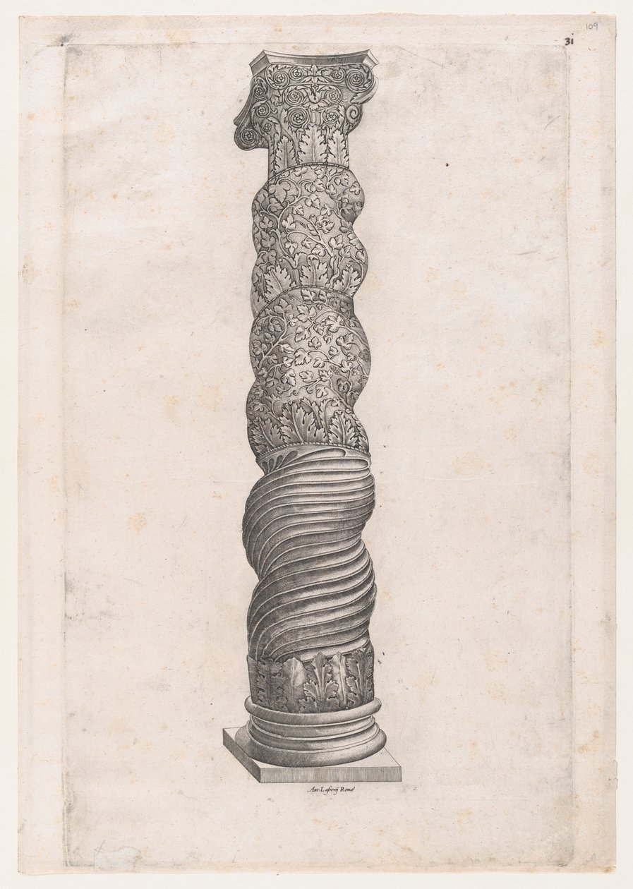 Mirror of Roman Magnificence: Grotesk Winding Column i St. Peters, 1500-talet..., 1500-talet. av Nicolas Beatrizet