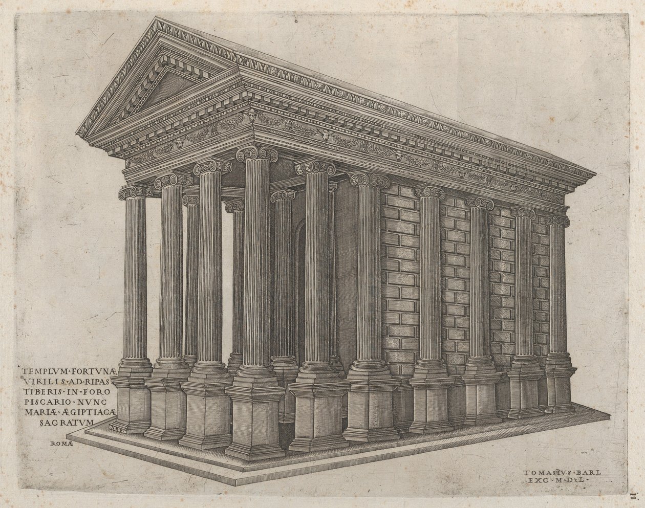 Mirror of Roman Magnificence: The Temple of Fortune i Rom, 1500-talet., 1500-talet. av Nicolas Beatrizet