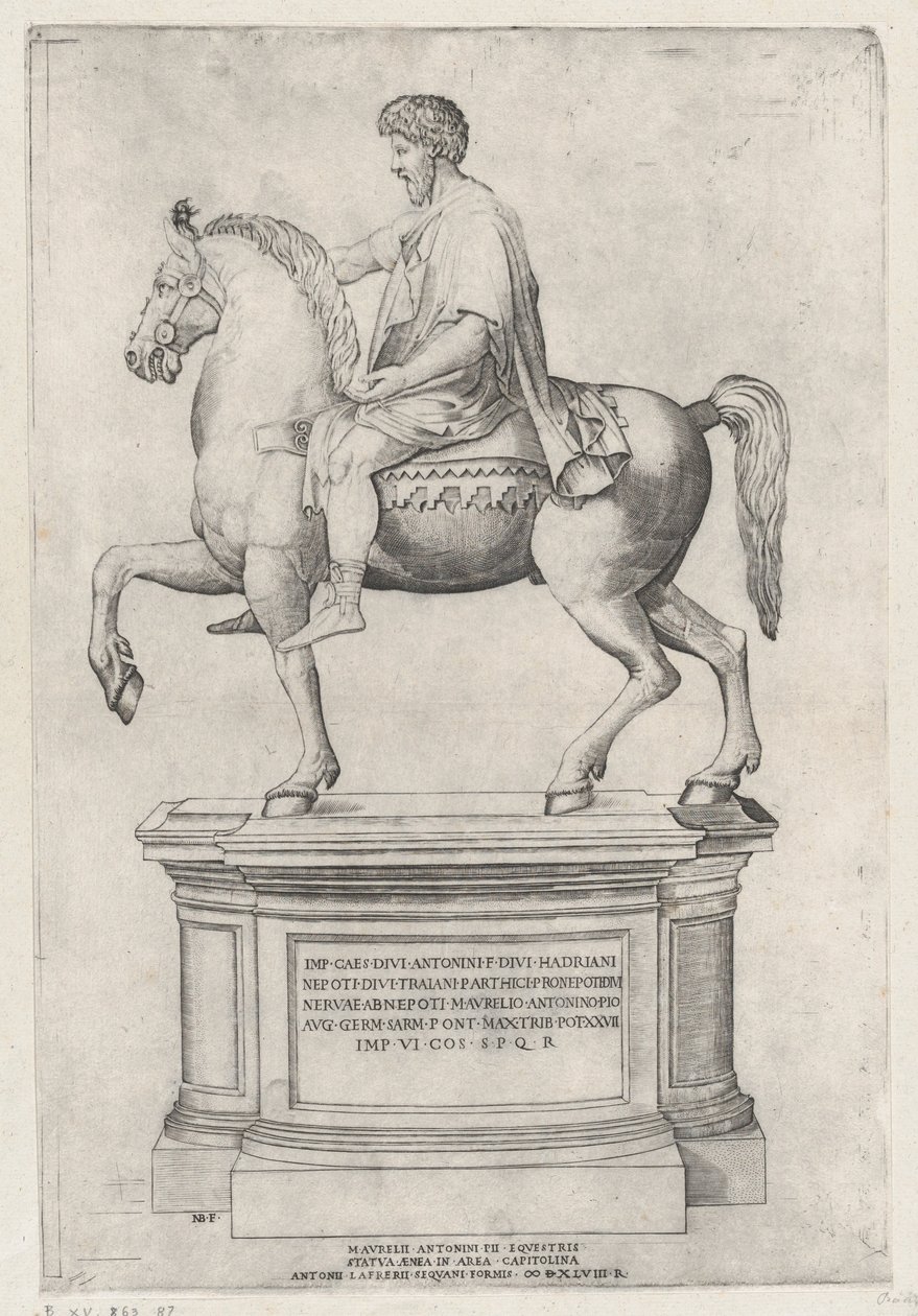 Ryttarstatyn av Marcus Aurelius på Capitolium, 1548., 1548. av Nicolas Beatrizet