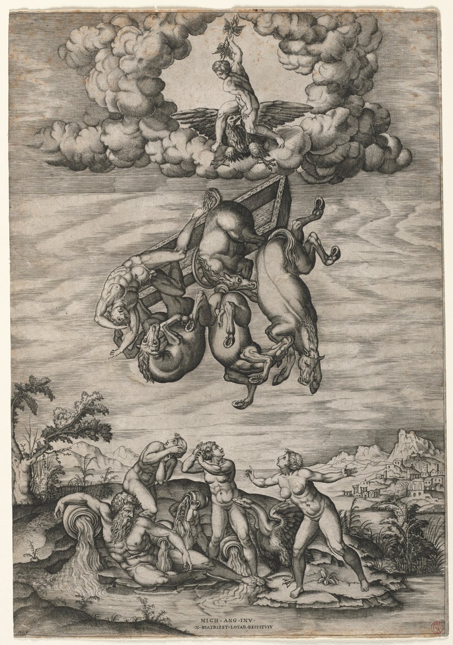 Phaetons fall, ca. 1545. av Nicolas Beatrizet