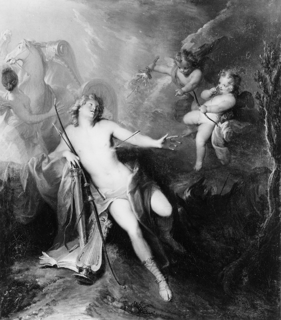 Apollon genomborrad av kärlekens pil av Nicolas Bertin