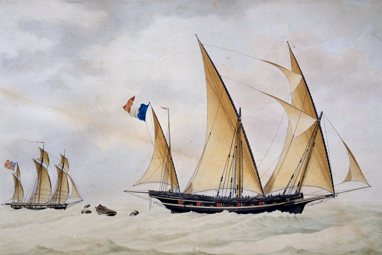 Santo Stefano di Laigueglia xebec jagas av en engelsk kapare av Nicolas Cammillieri