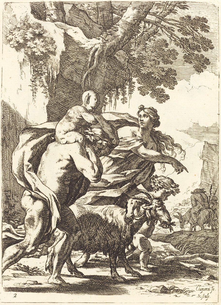 Faun och Bacchante med ett barn av Nicolas Chapron