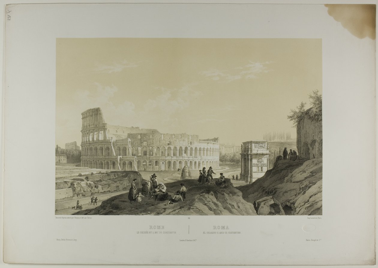 Rom: Colosseum och Konstantins båge, plansch 38 från Italie Monumentale et Pittoresque av Nicolas Chapuy