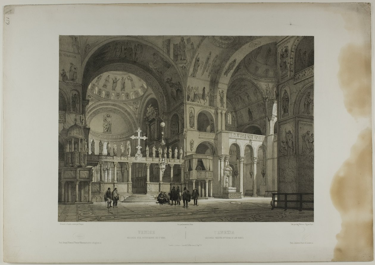 Venedig: Andra inre vyn av Markusplatsen, plansch sexton från Italie Monumentale et Pittoresque av Nicolas Chapuy