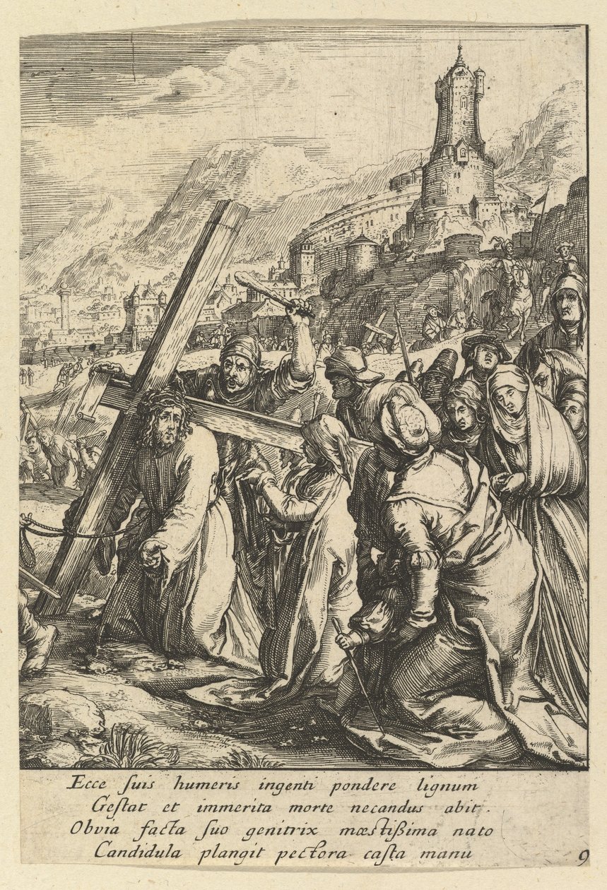 Kristus bär korset, från The Passion of Christ, mitten av 1600-talet. av Nicolas Cochin