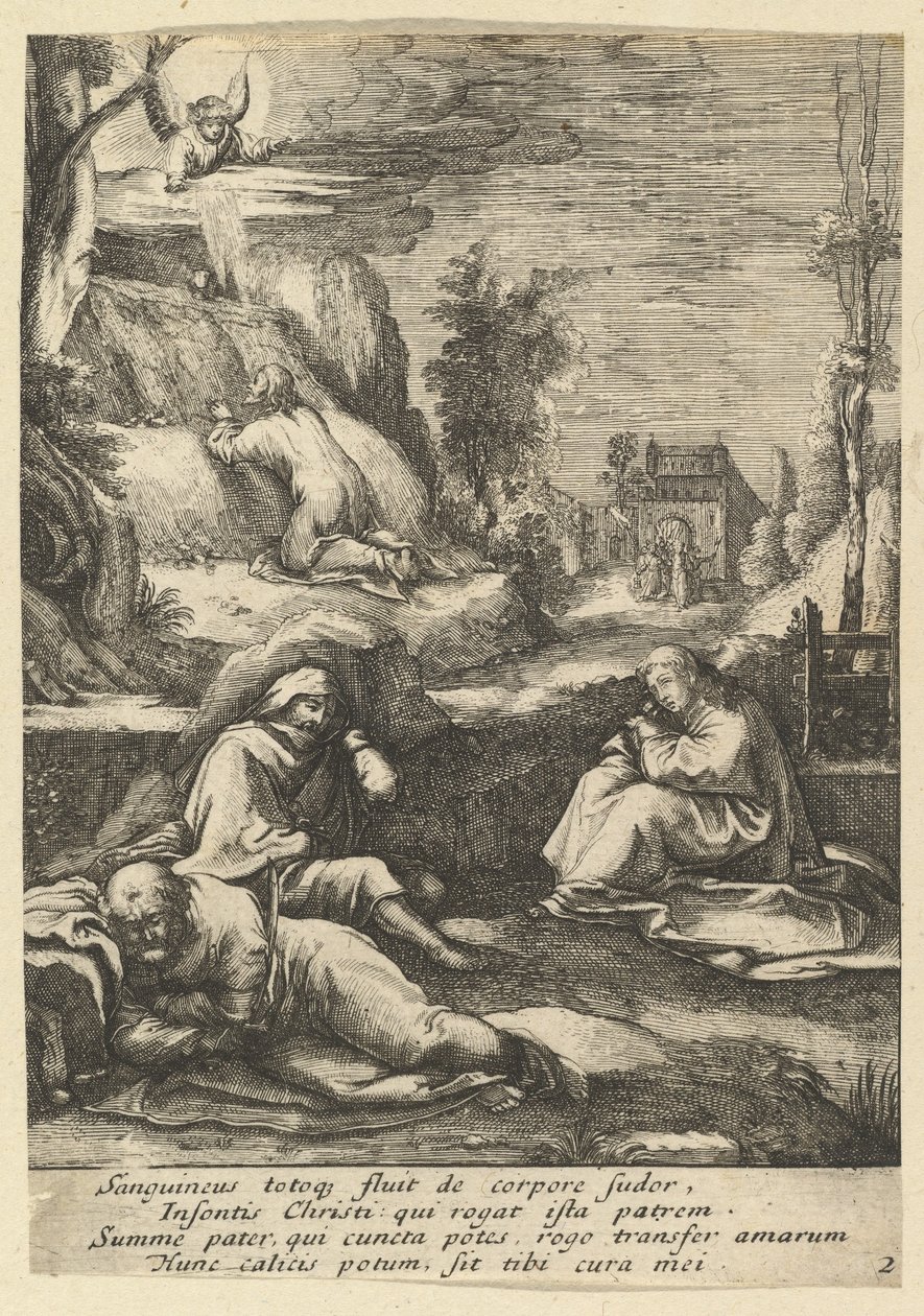 The Agony in the Garden, från The Passion of Christ, mitten av 1600-talet. av Nicolas Cochin