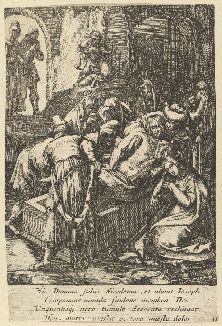 Gravläggningen, från The Passion of Christ, mitten av 1600-talet. av Nicolas Cochin