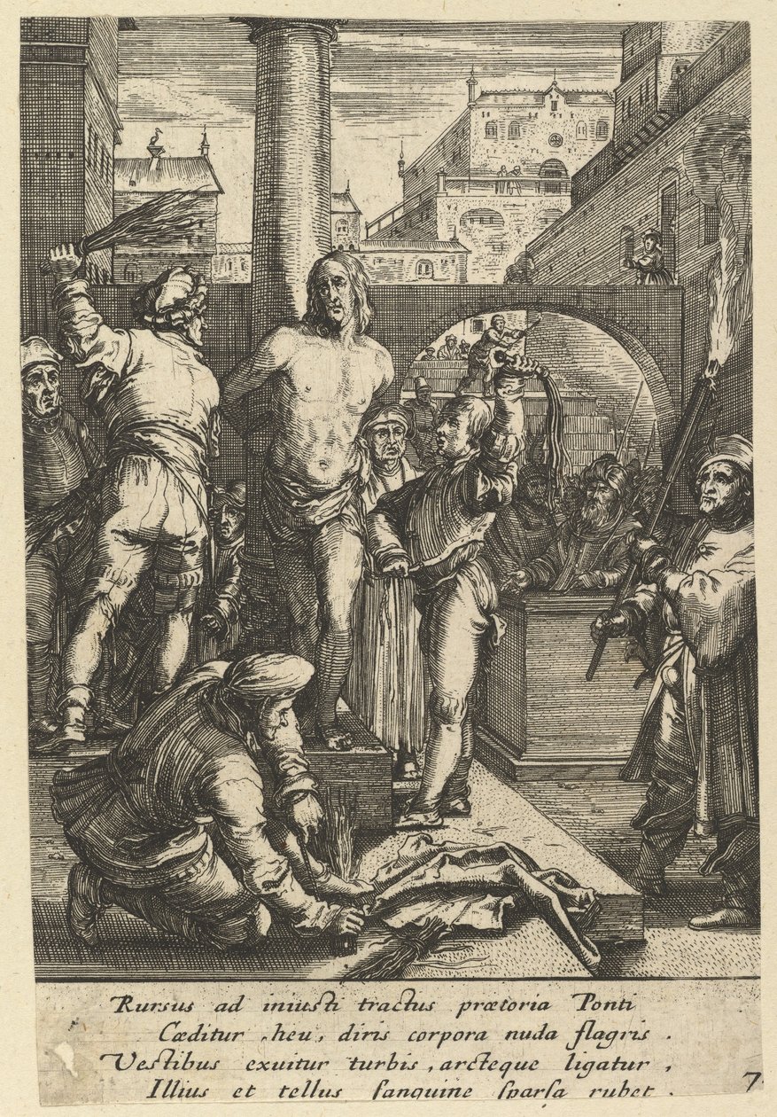 The Flagelation of Christ, från The Passion of Christ, mitten av 1600-talet. av Nicolas Cochin
