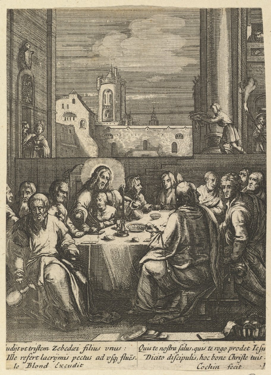 Den sista måltiden, från The Passion of Christ, mitten av 1600-talet. av Nicolas Cochin