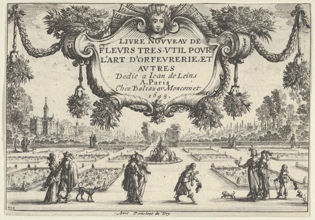 Titelskylt, från New Book of Very Useful Flowers, 1645., 1645. av Nicolas Cochin