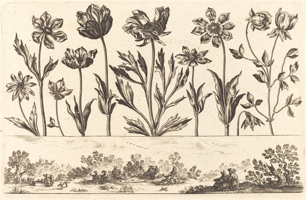 Blomstertryck nr.1 av Nicolas Cochin after Balthasar Moncornet