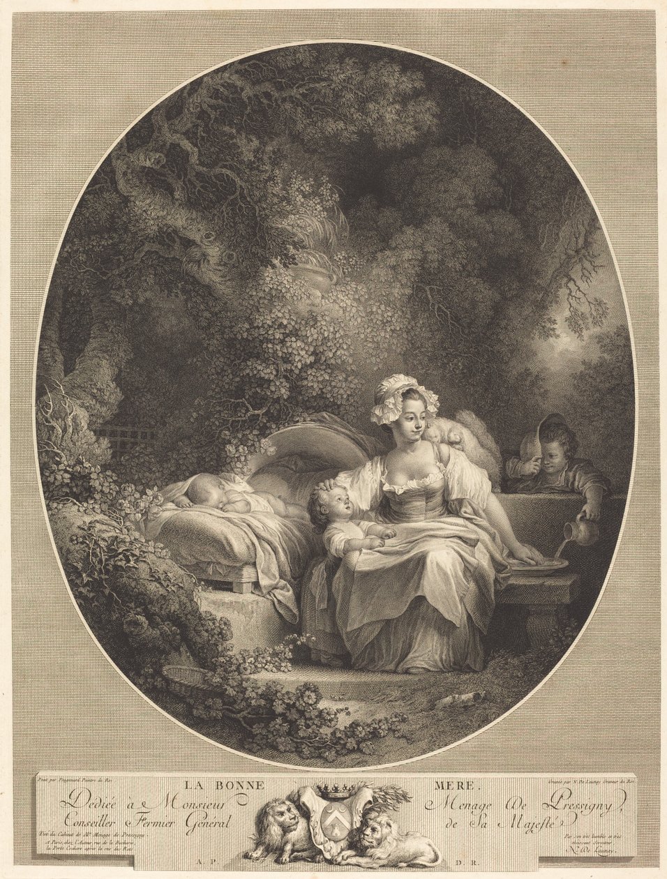 Den goda modern av Nicolas Delaunay after Jean Honoré Fragonard