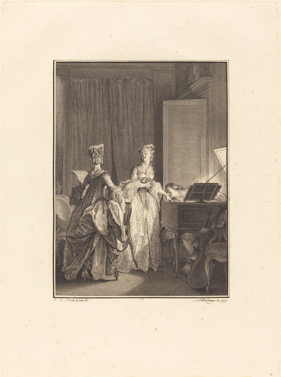 Han applicerade en kyss på denna hand som jag kände på mitt hjärta av Nicolas Delaunay after Jean Michel Moreau