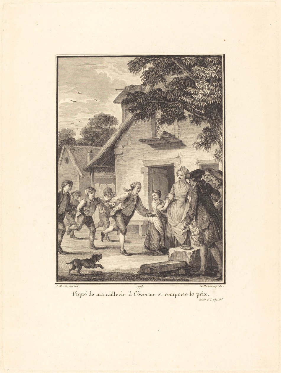 Stucken av mitt hån strävar han och vinner priset av Nicolas Delaunay after Jean Michel Moreau