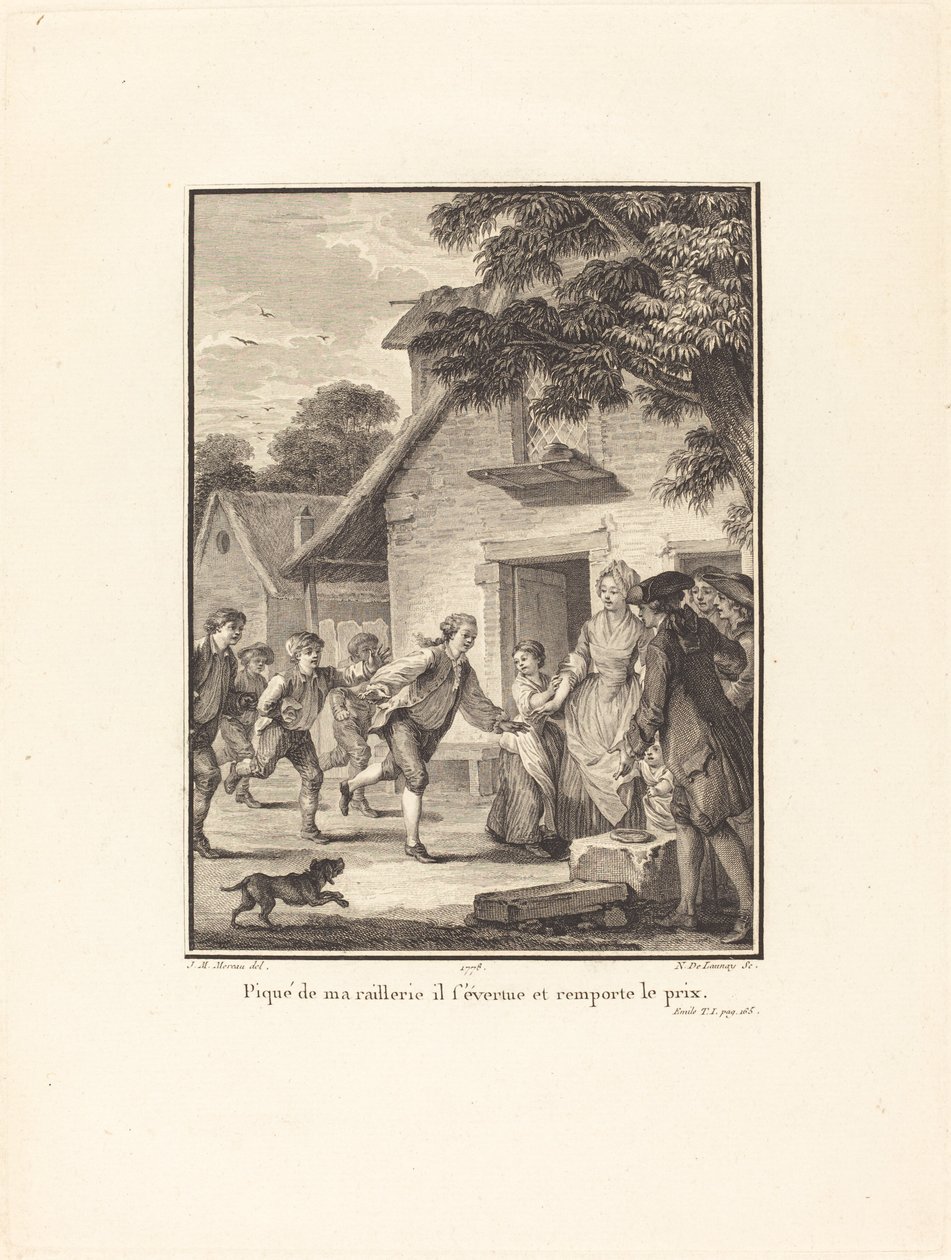 Stucken av mitt hån strävar han och vinner priset av Nicolas Delaunay after Jean Michel Moreau